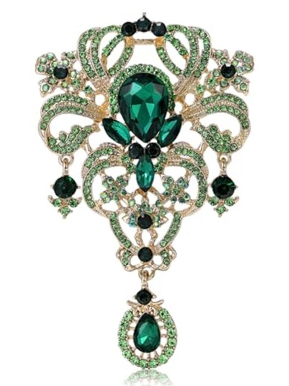 Retro Austrian Crystal Big Brooch Pin for Women Large Flower Shape